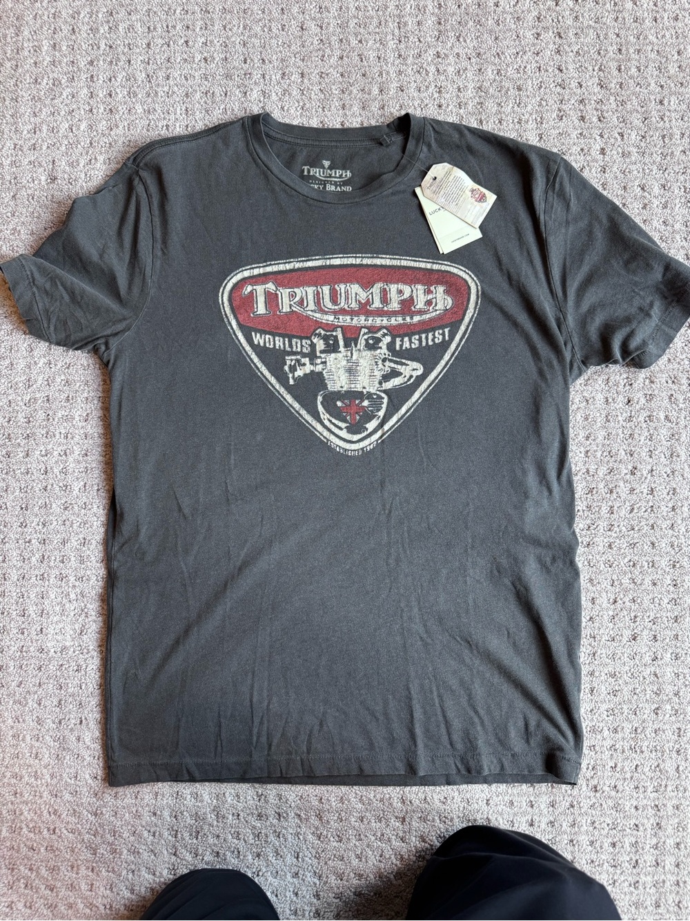 Triumph Black Short Sleeve Graphic Tee with Red Crest